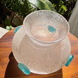 Vintage Murano Scavo Art Glass Vase | Italian Textured Vase